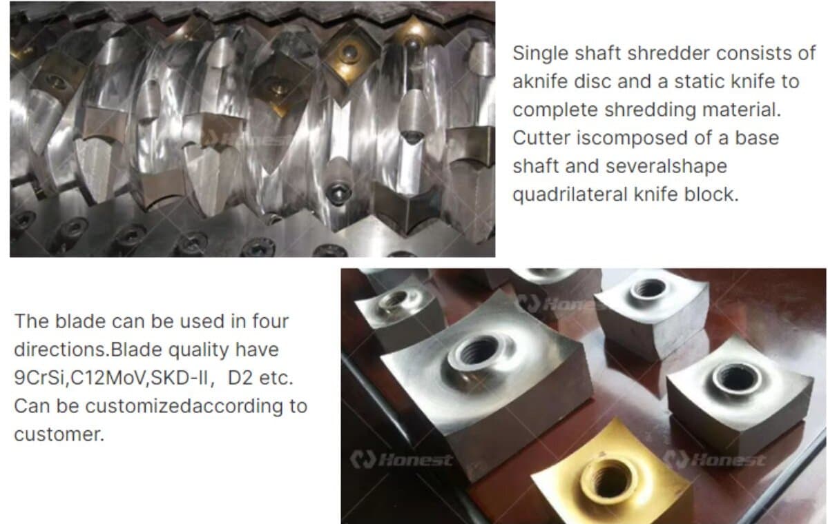 Key components of single shaft shredder machine
