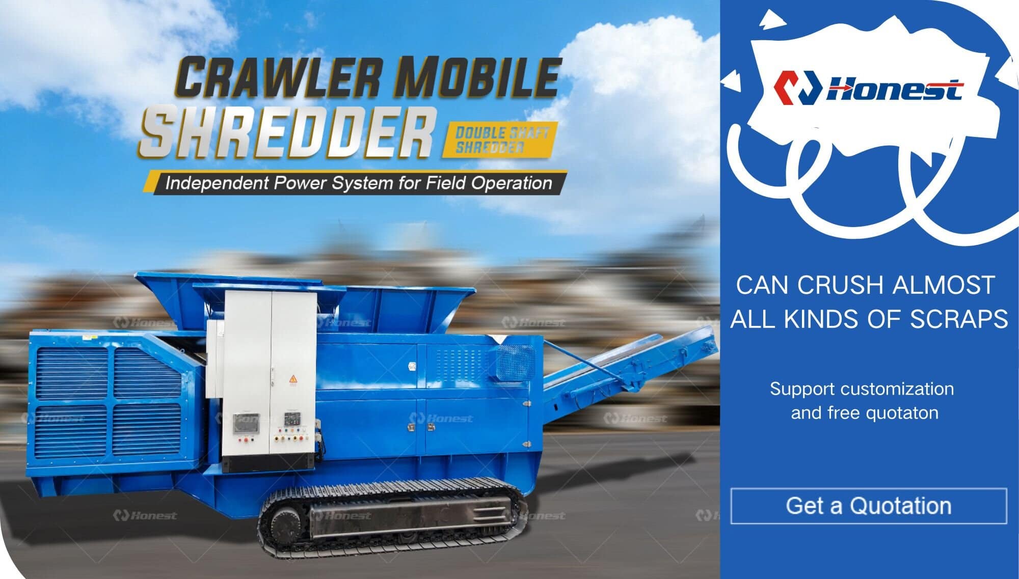 Mobile Track Double Shaft Shredder Machine