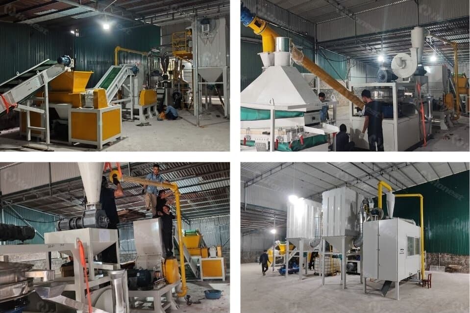 Circuit board recycling line is assembled for the Vietnam recycler workshop