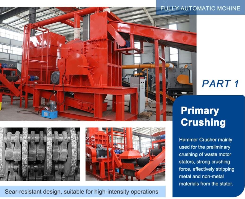Scrap Motor Rotor Stator Recycling Line Brief Introduction