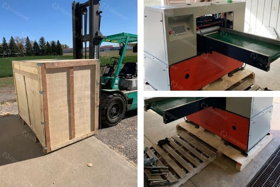 Side knife glass fiber cutting machine customer site in US