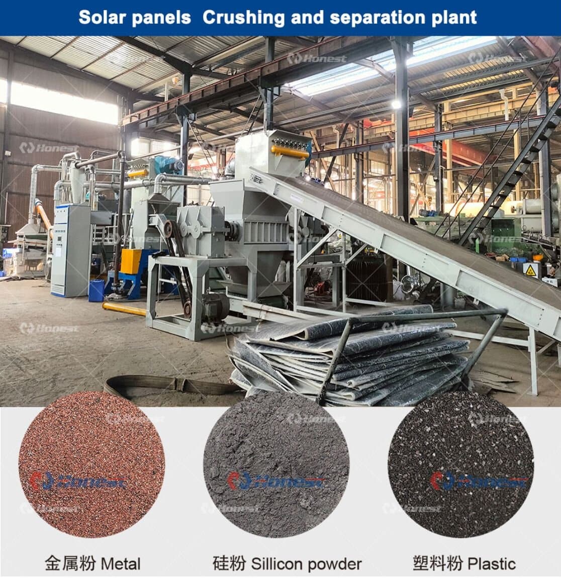 Solar panels Crushing and separation plant