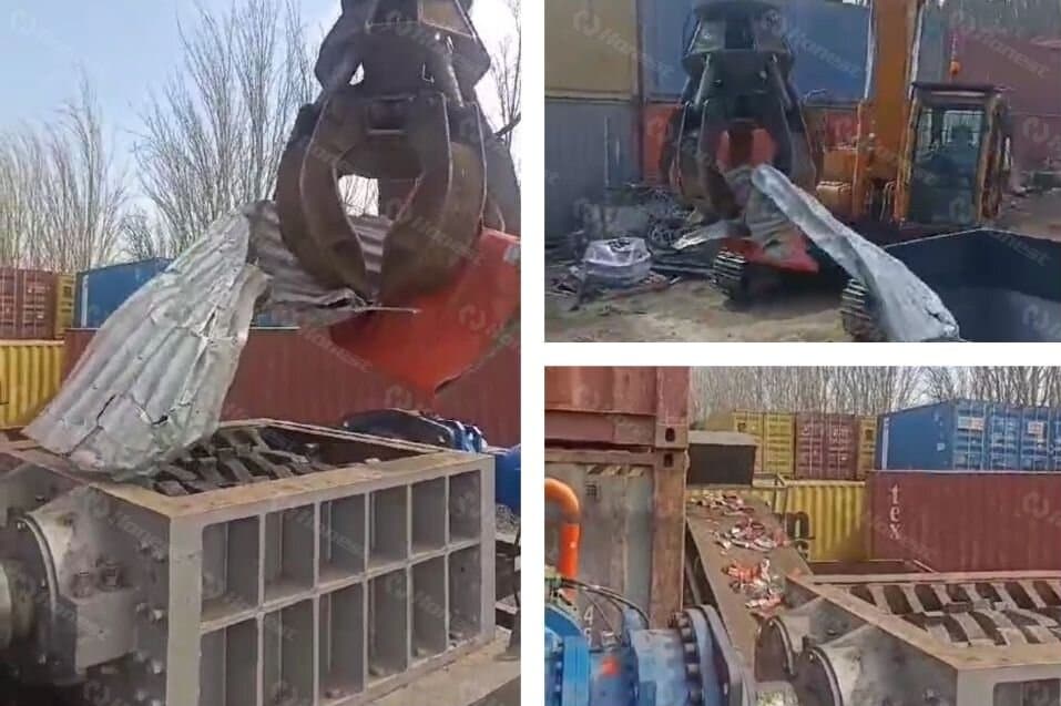 Chile Scrap Metal Two-Shaft Shredder Machine Operation Site