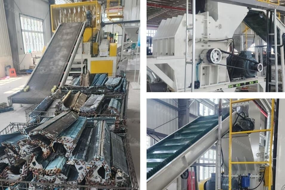 Copper-aluminum radiator recycling System in Spanish workshop