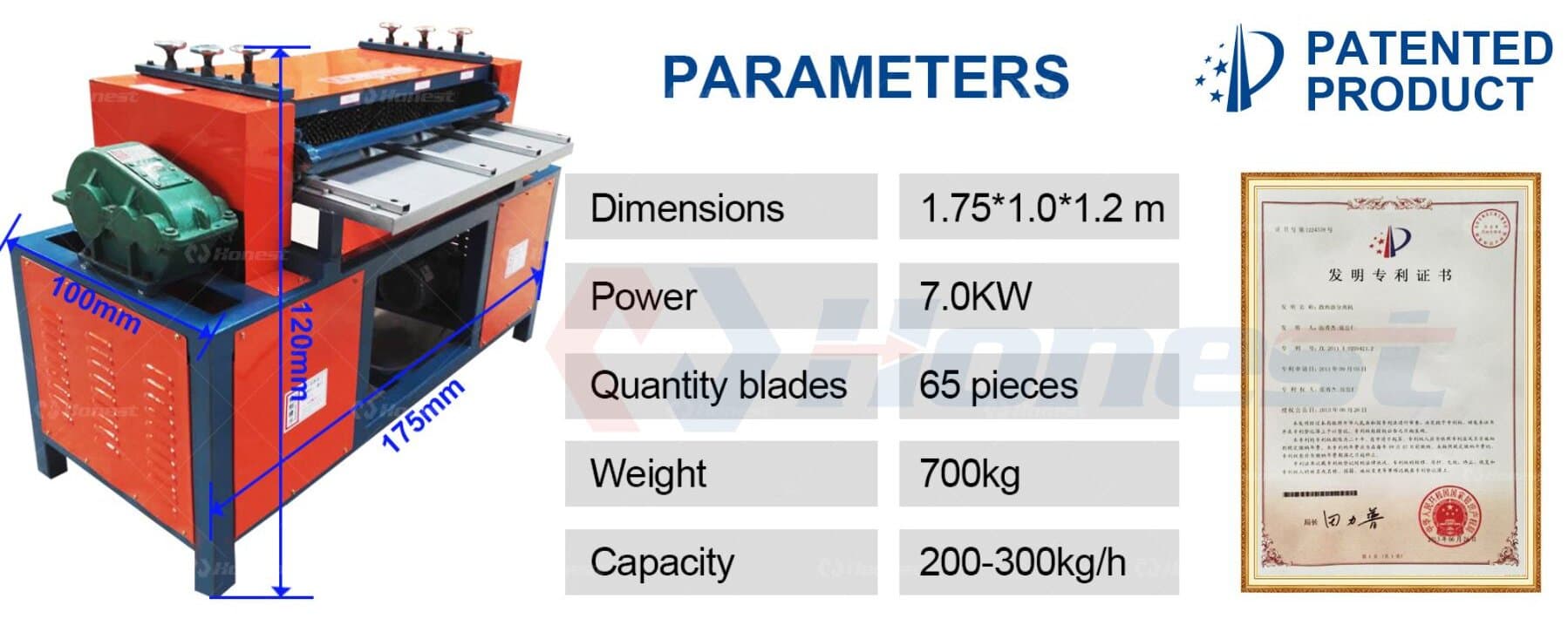 AC Radiator Stripping Machine Technical Parameters