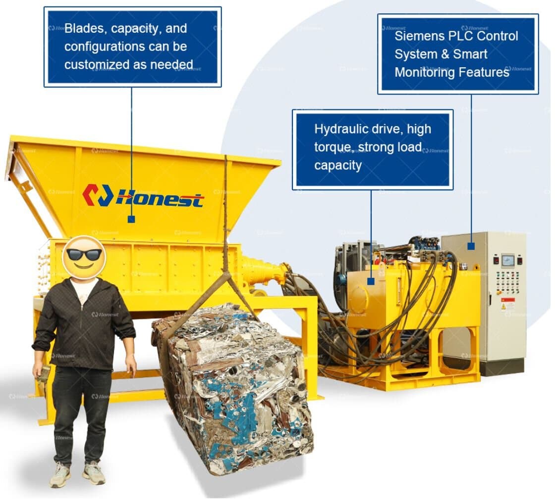 Product Structure Hydraulic Double Shaft Shredder Machine