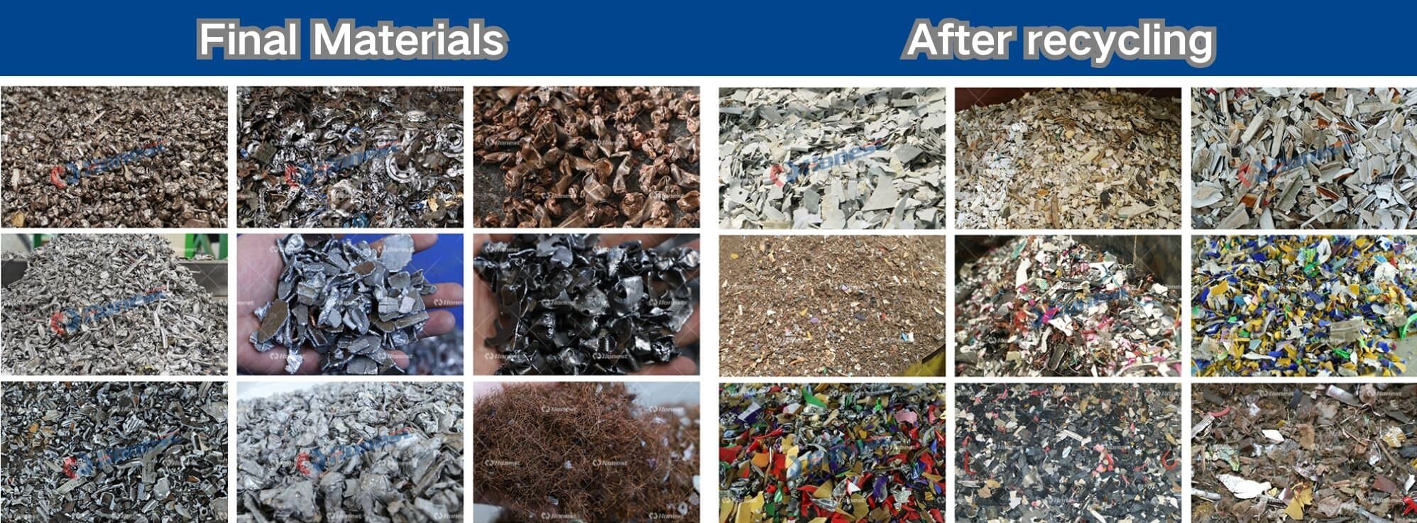 Scrap Metal Shredding Crushing Sorting Line Final Materials