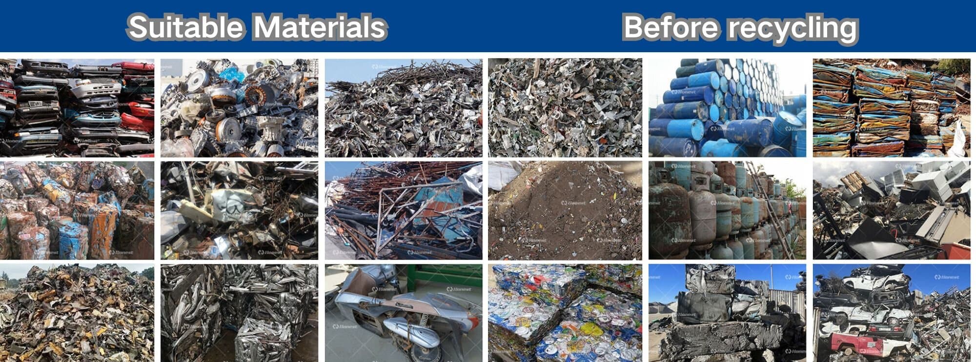 Scrap Metal Shredding Crushing Sorting Line Suitable Materials