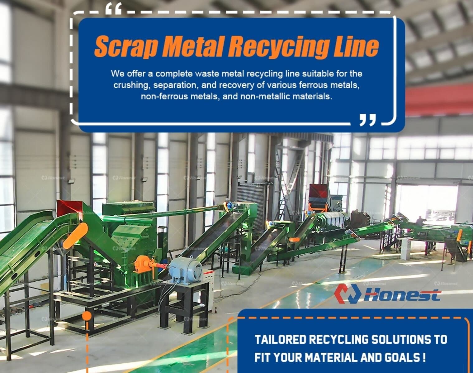 Scrap Metal Shredding Crushing Sorting Recycling Line