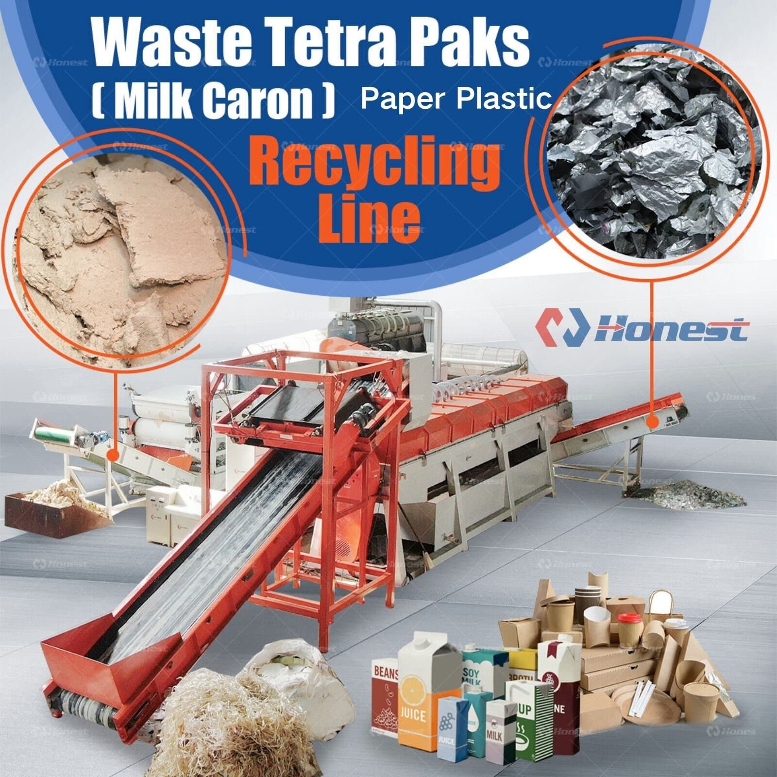 Tetra Pak Milk Carton Recycling Line for Paper Plastic Separation