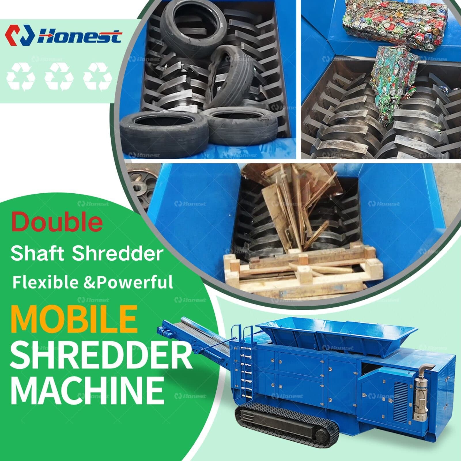 Crawler Mobile Double Shaft Shredder Machine