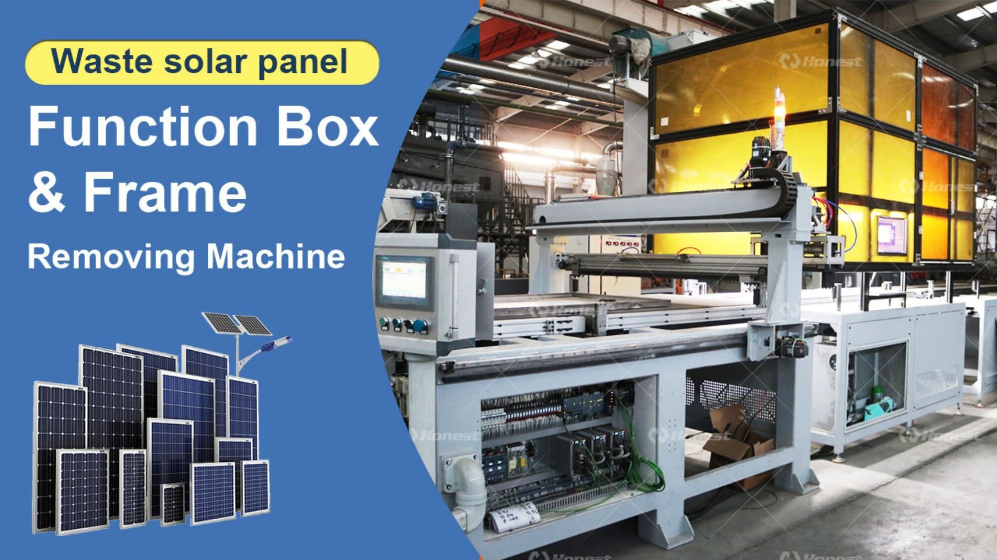 Fully Automatic PV Aluminum Frame & J-Box Removal Machine