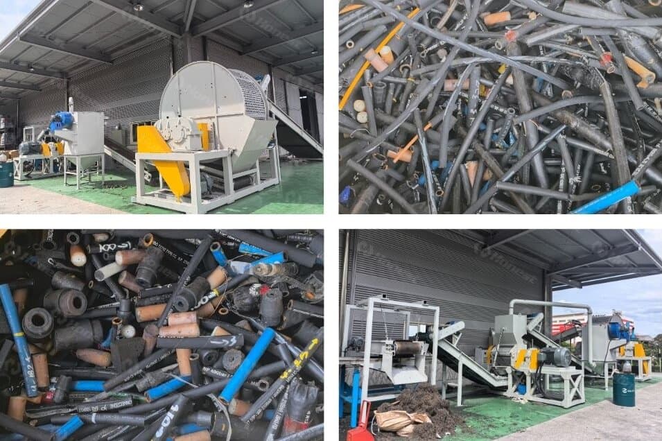 Hydraulic hose recycling machine in South Korea
