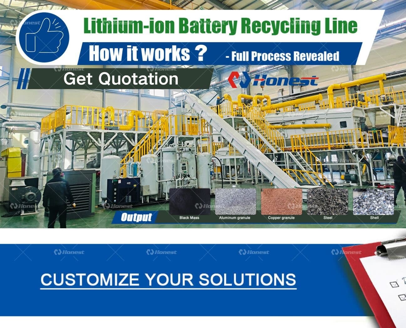 Lithium-ion Battery Recycling Line Full Process Revealed
