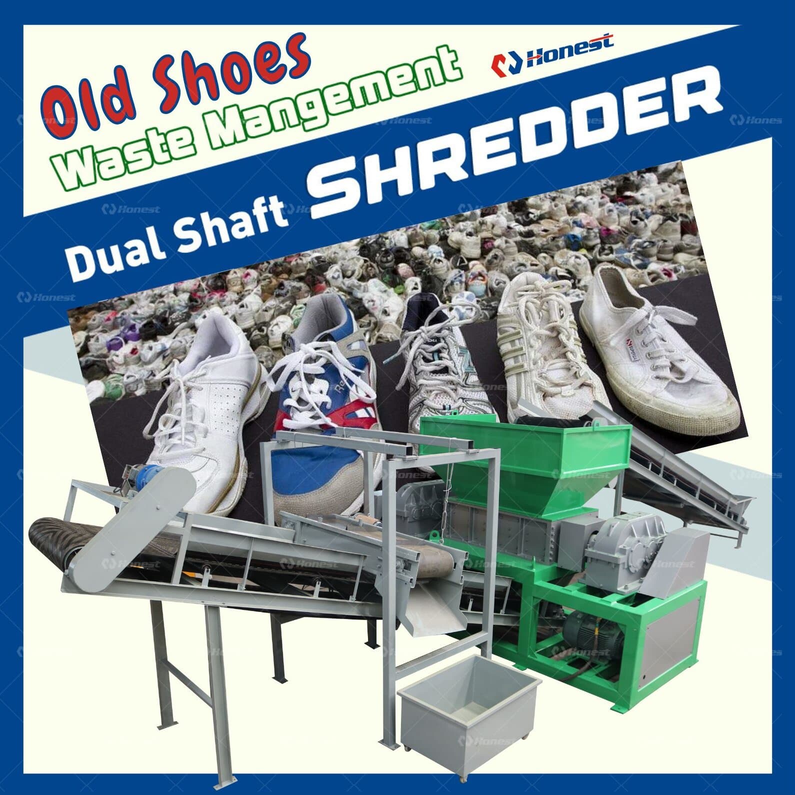 Old Shoes Recycling Plant Shredding Crushing and Sorting