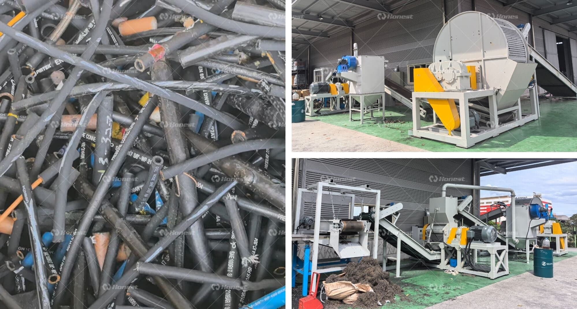 Steel wire reinforced hydraulic hose recycling equipment