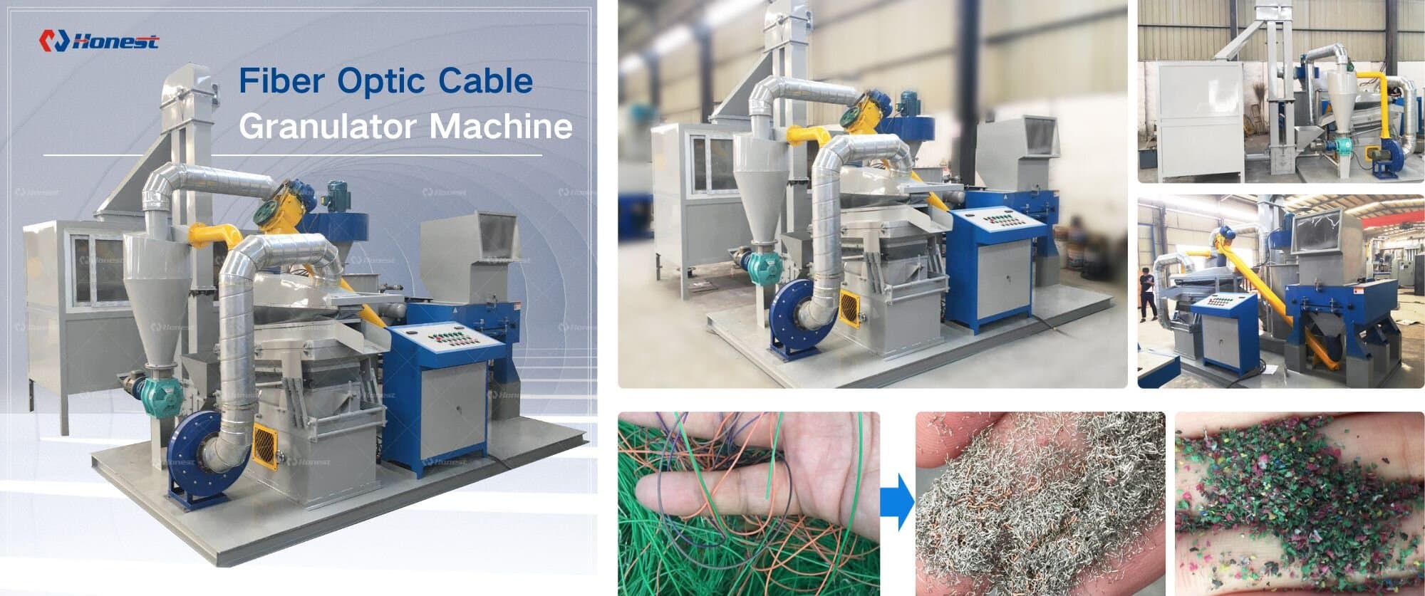 Fiber Optic Cable Crusher Separator Recycling Line