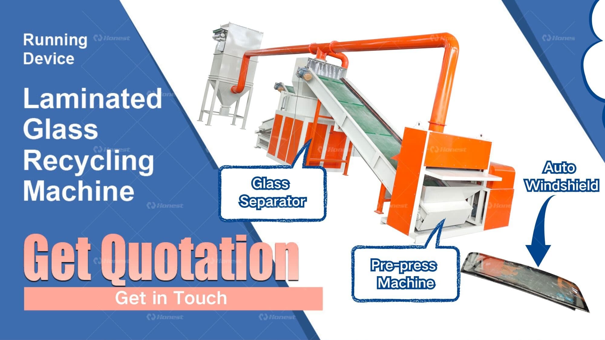 Auto Windshield PVB & Glass Separator Recycling Machine Details