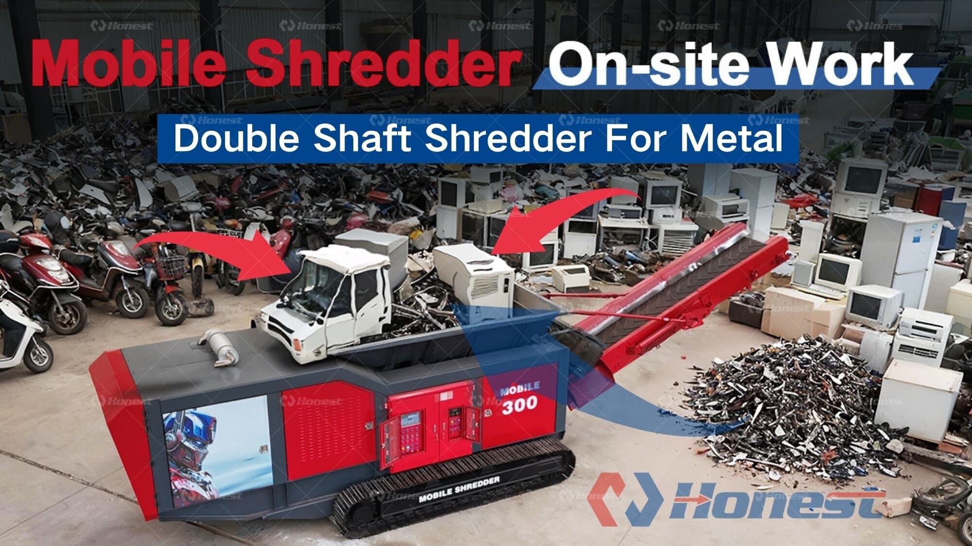 Mobile Double Shaft Shredder Machine for Onsite Recycling