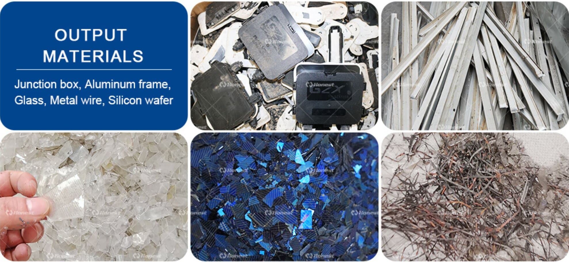 Automated Solar PV Panel Pyrolysis Recycling Machine Output Materials