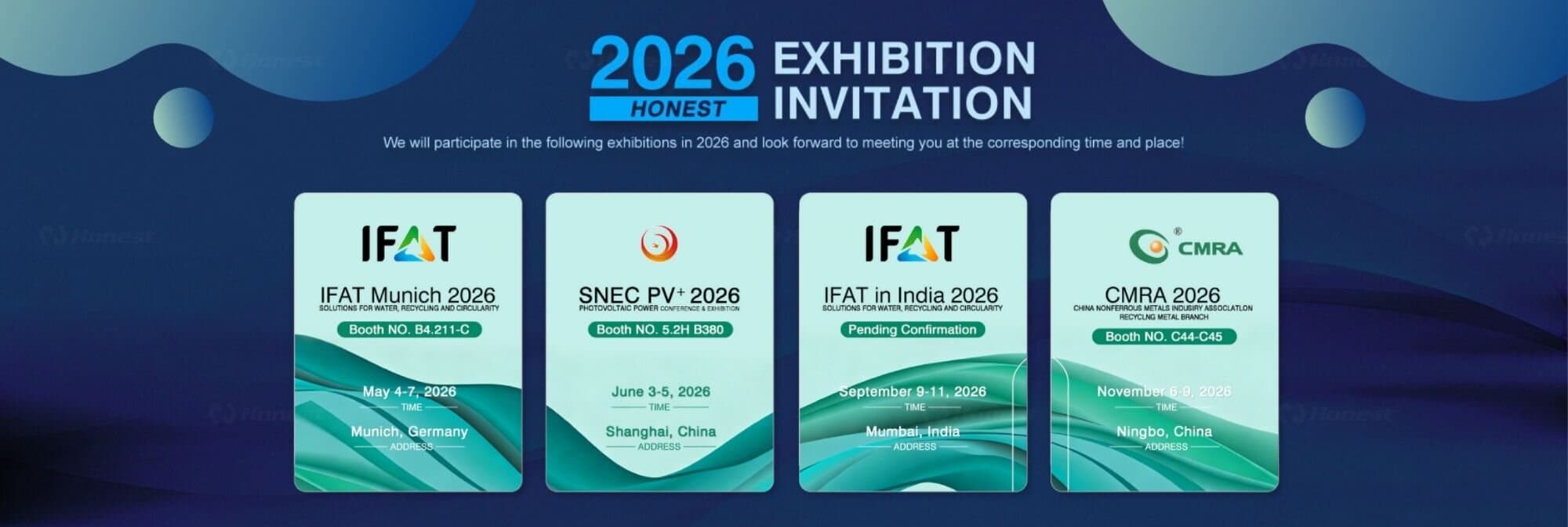 International Exhibitions Planned by Henan Honest in 2026