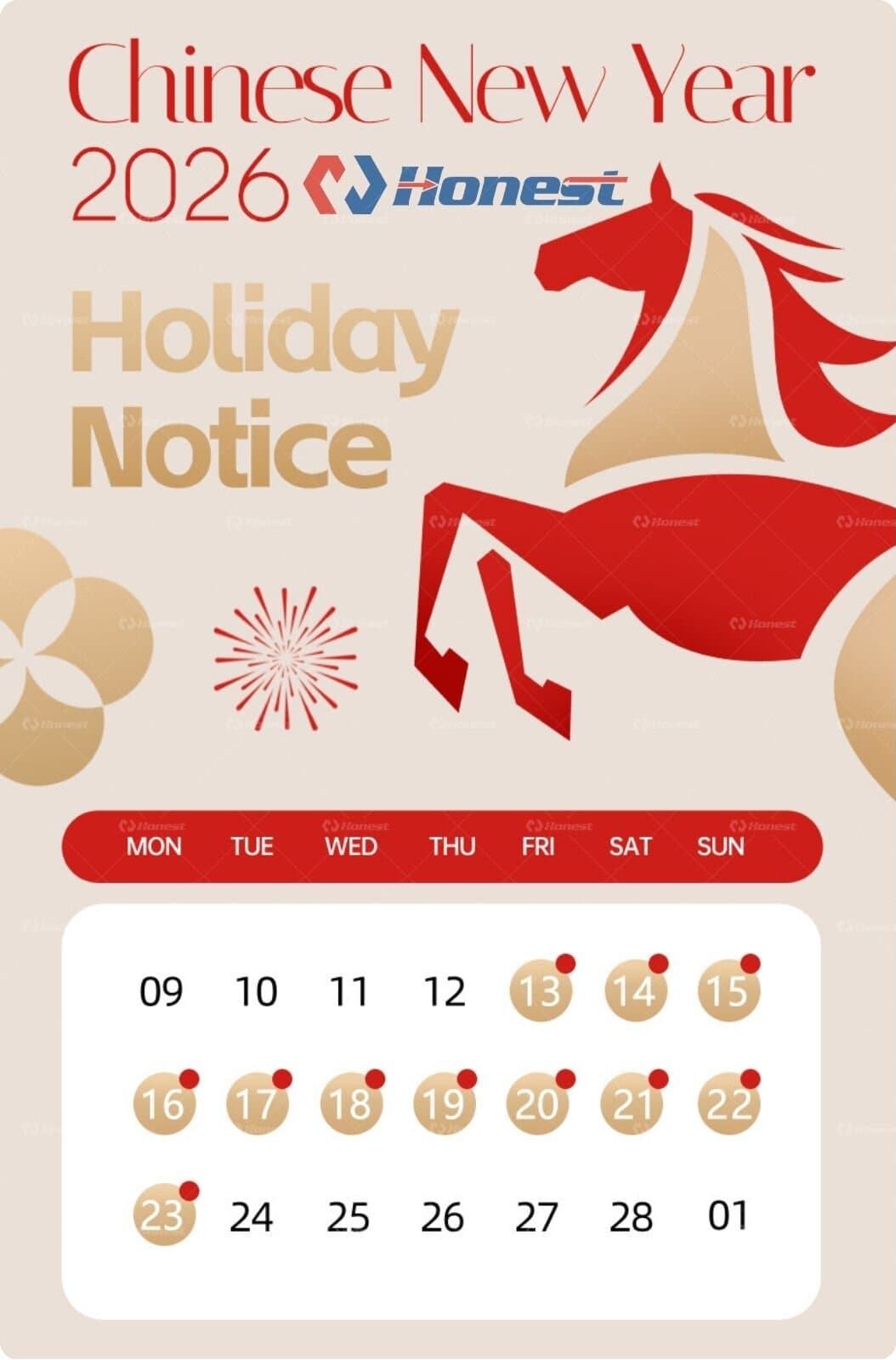 Chinese New Year Holiday Schedule and Production Planning Notice