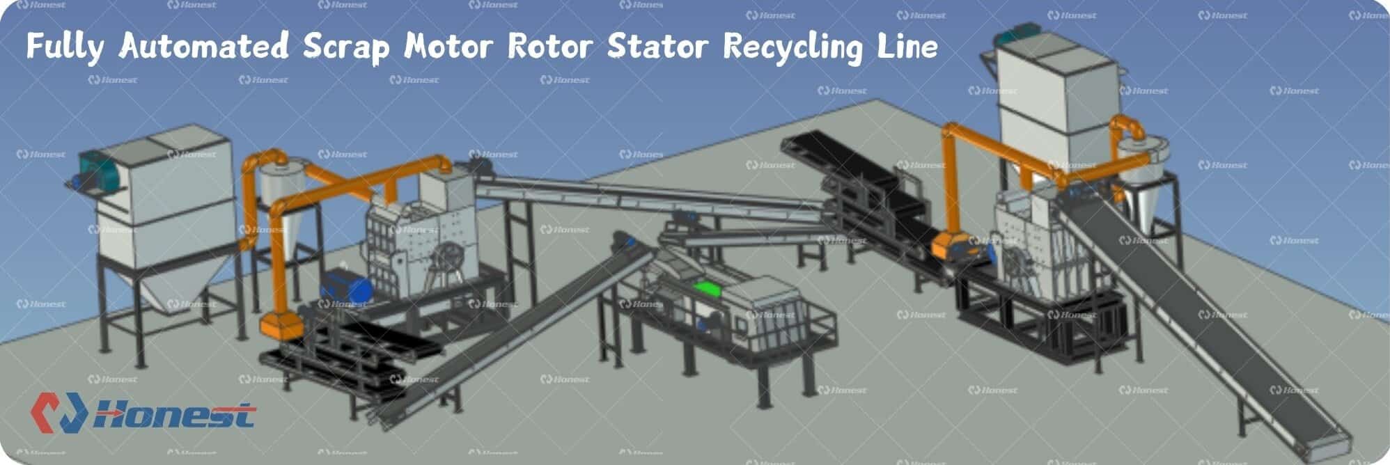 Scrap Motor Rotor Stator Recycling Line
