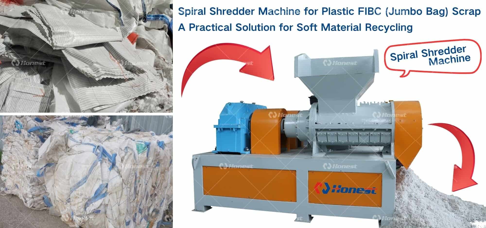 Spiral Shredder Machine for Plastic FIBC (Jumbo Bag) Scrap