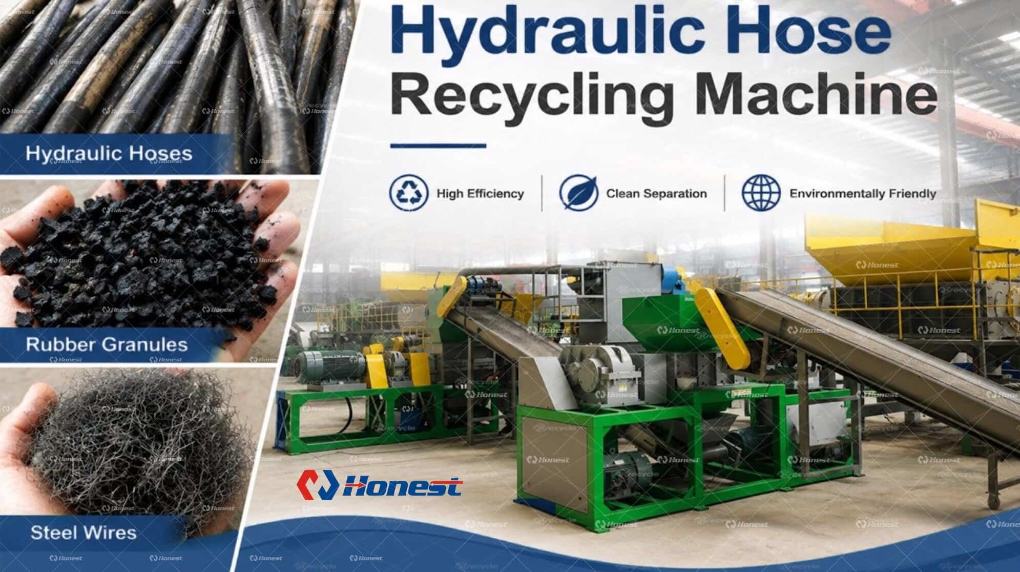 Separation of Rubber and Steel Wire from Hydraulic Hoses