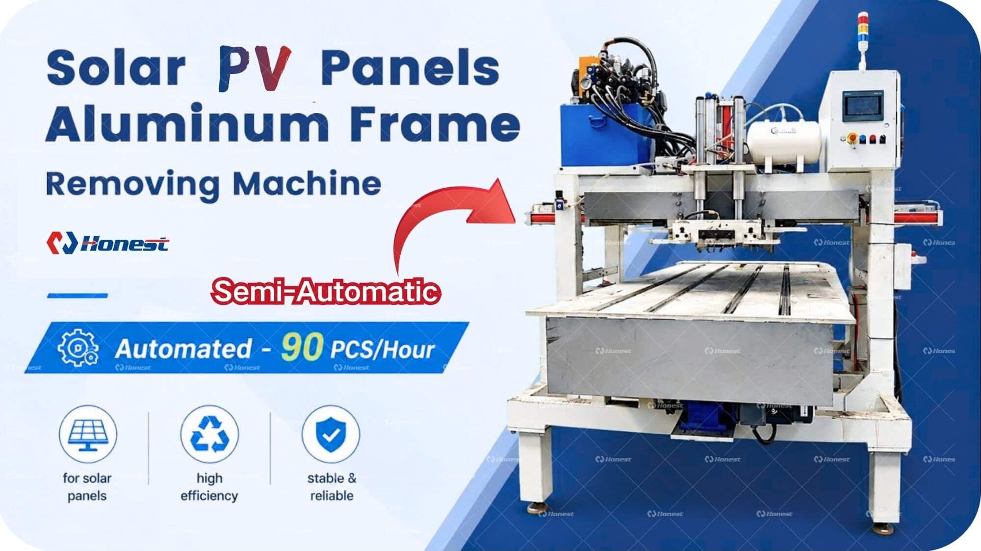 Semi-Automatic Solar PV Panels Aluminum Frame Removing Machine