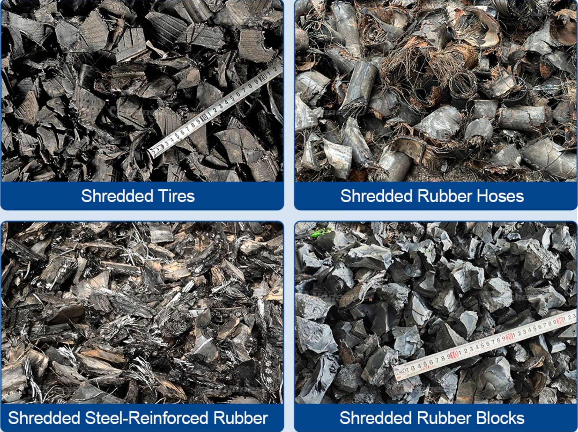 Tire & Rubber Shredder Output Materials