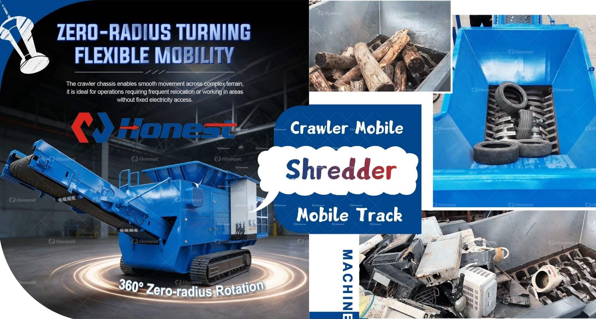 Heavy-Duty Mobile Track Dual-Shaft Shredder