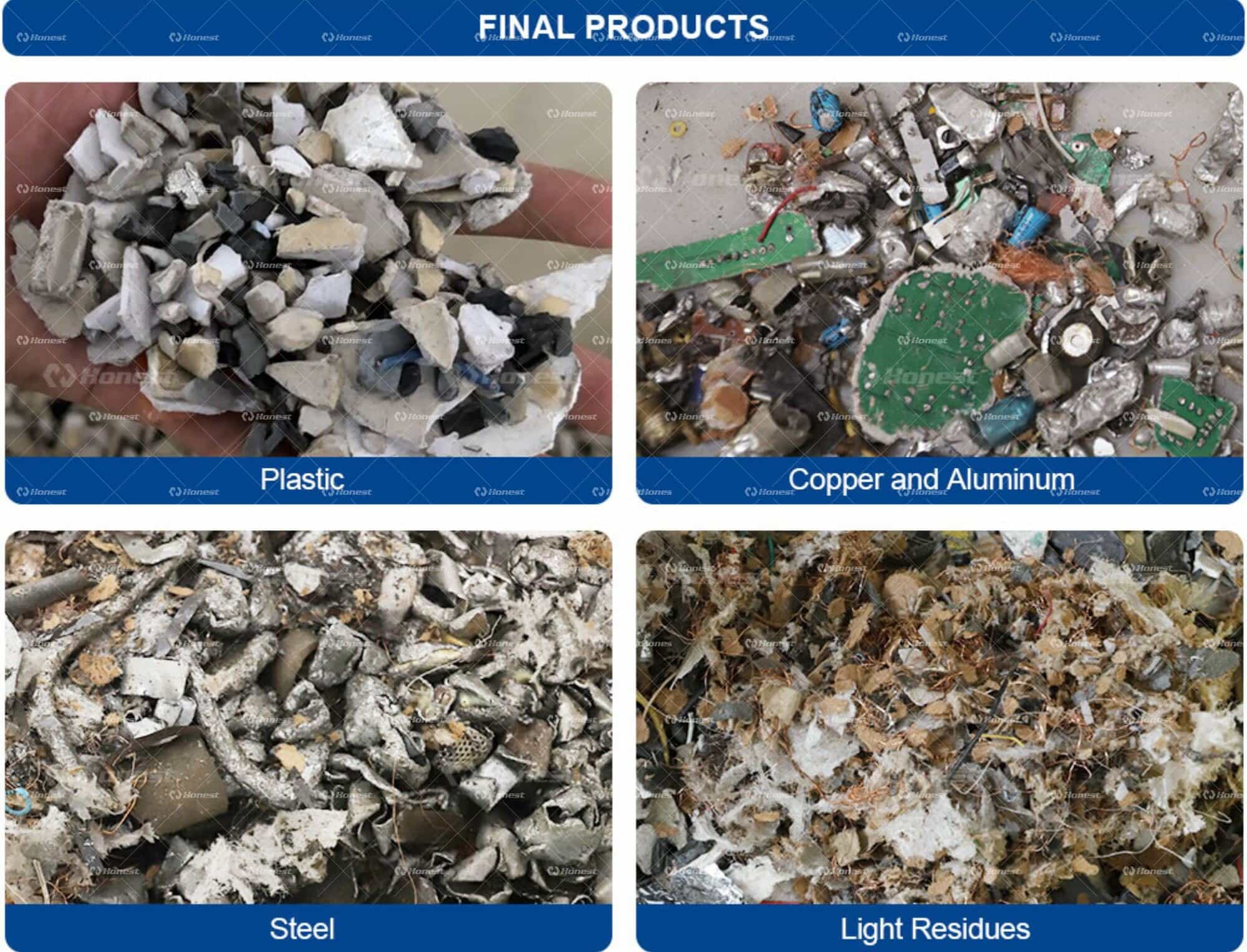 Small Appliance Recycling Machine Final Products