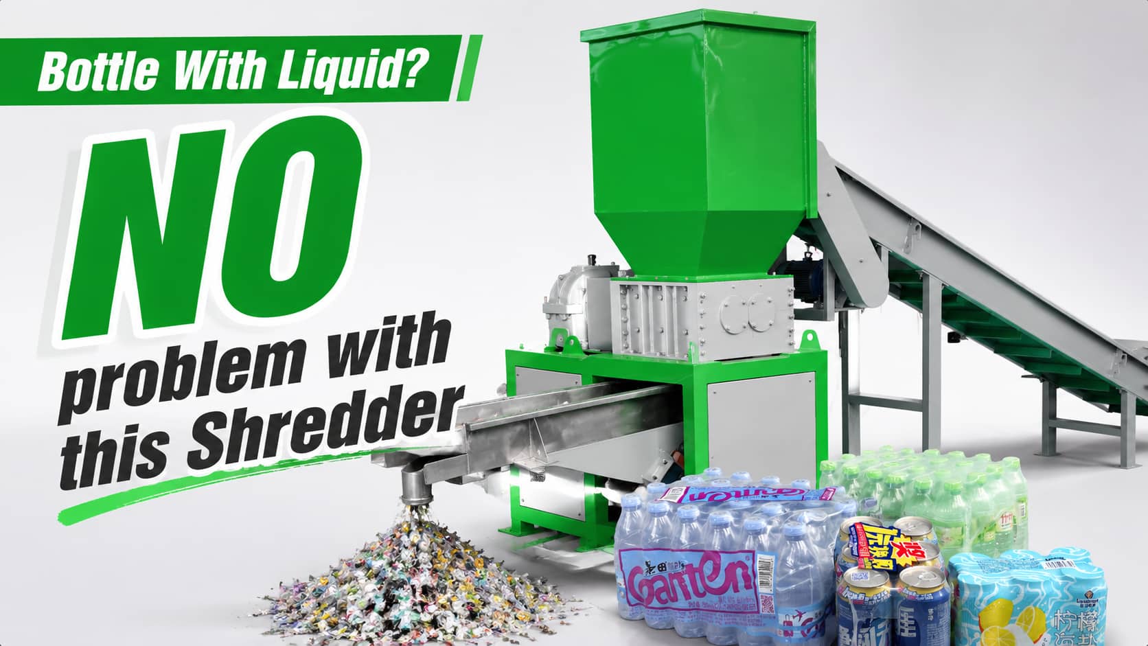 Wet Beverage Bottle and Cans Shredder Machine