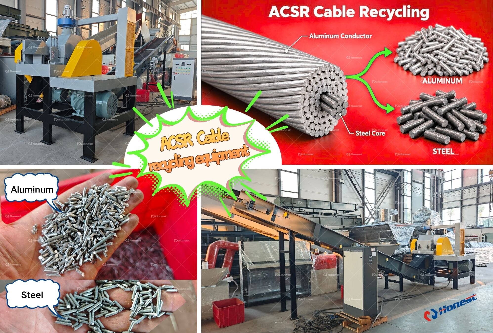 ACSR Cable Recycling Equipment for Aluminum and Steel Separation